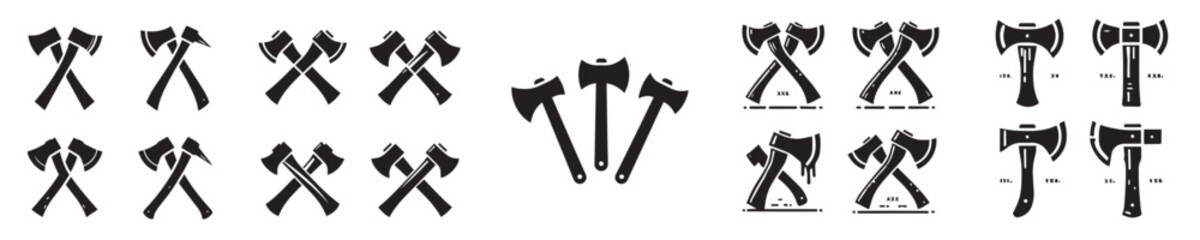 set of ax silhouette vector icons