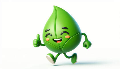 Cute green leaf cartoon. Environment and ecology concept