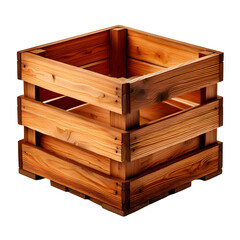wooden crate isolated on transparent background
