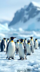 Obraz premium image d'une colonie de manchots dans un désert glacé