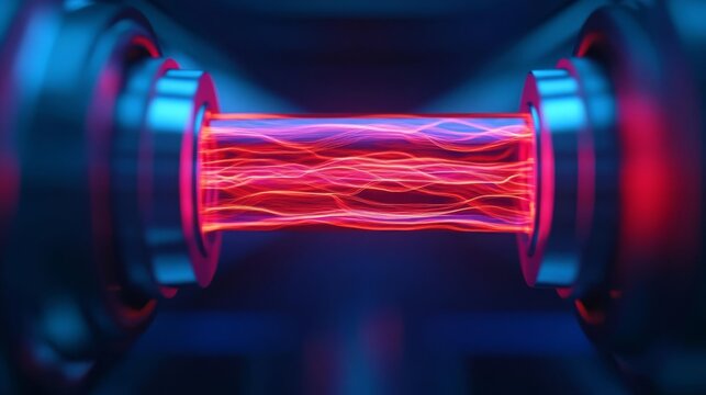 Plasma streams flowing between electrodes to demonstrate ionized gas conductivity