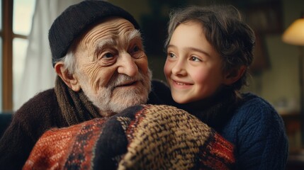 Warm Moments Between Young Volunteer and Elderly Man