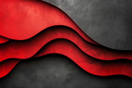 Waves of red and black texture create a striking modern design in an abstract art composition