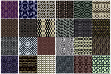 Collection of seamless decorative color patterns - geometric ornamental design. Repeatable retro elegant backgrounds. Symmetry vintage endless prints