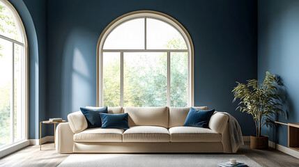 Sunlit lounge area with cozy seating.