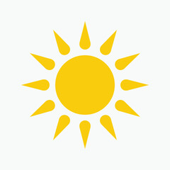Yellow sun icon , including shining rays, sunset designs, solar energy, and star-inspired illustrations. Perfect for representing warmth, tanning, and bright energy.