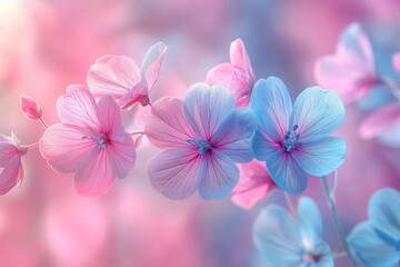 Obraz premium Minimal surrealist scene featuring wildflowers in soft, holographic hues with a gradient