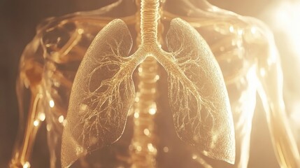 Detailed Illustration of Human Lungs with Alveoli Focus