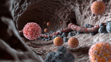 Immune System Engaging with Pathogens Illustration