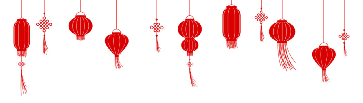 Chinese lantern border, Chinese New Year background, banner