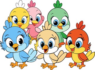 Obraz premium Cartoon baby-Birds
