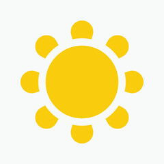 Yellow sun icon , including shining rays, sunset designs, solar energy, and star-inspired illustrations. Perfect for representing warmth, tanning, and bright energy.