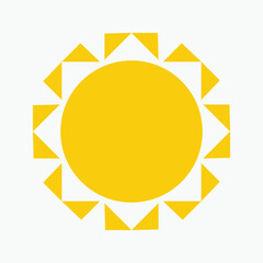 Yellow sun icon , including shining rays, sunset designs, solar energy, and star-inspired illustrations. Perfect for representing warmth, tanning, and bright energy.