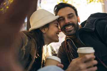 Happy Couple Enjoying Coffee