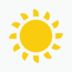 Yellow sun icon , including shining rays, sunset designs, solar energy, and star-inspired illustrations. Perfect for representing warmth, tanning, and bright energy.