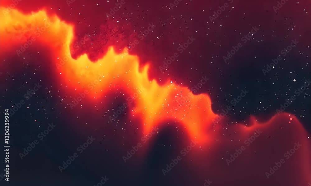 Canvas Prints vibrant abstract cosmic landscape with fiery reds and oranges blending into deep space, resembling a
