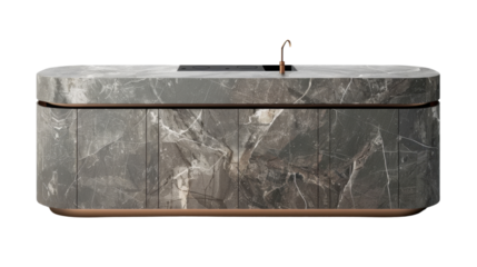 Marble modern cabinet kitchen on transparent background