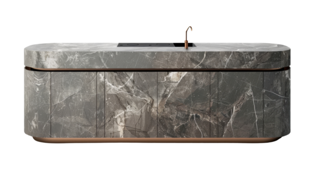 Marble modern cabinet kitchen on transparent background