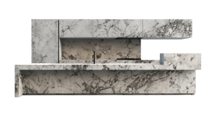 Marble modern cabinet kitchen on transparent background