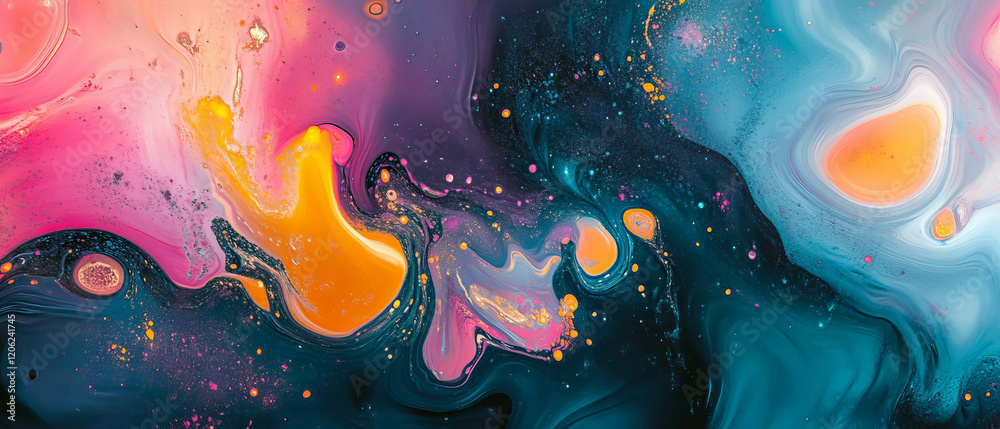 Poster fluid forms and smooth gradients create an engaging abstract composition