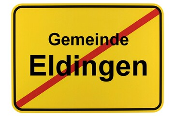 Illustration eines Ortsschildes der Gemeinde Eldingen in Niedersachsen