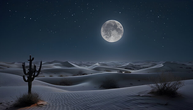 Full moon over desert