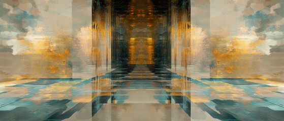 Exploration of mirrored panels creating expansive reflections in abstract textures