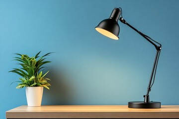 Desk Lamp and Plant Minimalist Still Life