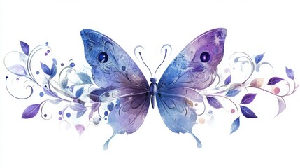 Fototapeta premium Colorful butterfly isolated on white background with transparent wings, close-up of vibrant insect for nature and wildlife imagery