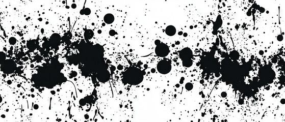 Fototapeta premium Grunge seamless pattern of splattered black ink on a clean white background for design use