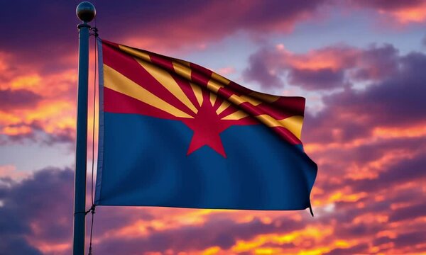 Arizona state flag HD video. Arizona flag on flagpole footage