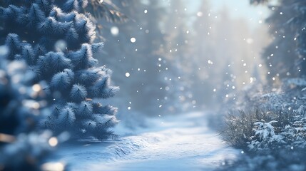Snow-covered trees in a winter forest
