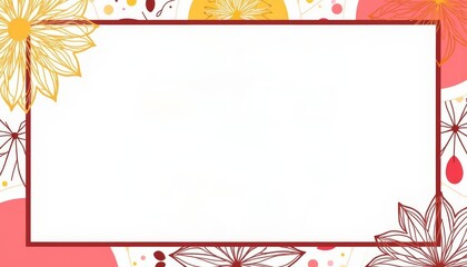 Obraz premium A white frame with a red border and a flowery design with copy space