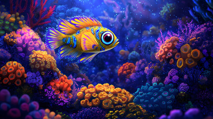 Obraz premium vibrant coral reef glows