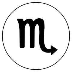 Scorpio zodiac sign, linear icon of horoscope symbol in round frame