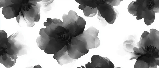 Black ink diffusion pattern with soft edges on an immaculate white background