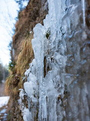 Eiszapfen im Winter am Bach