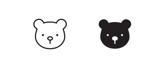 Grizzly bear or honey bear or polar bear head face icon button, vector, sign, symbol, logo, illustration, editable stroke, flat design style isolated on white