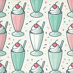 SUNDAE MILKSHAKE DESSERT PRINT DESIGN IN VECTOR