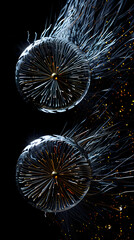 Obraz premium Dynamic Interaction of Magnets: Visualizing Magnetic Attraction and Repulsion with Iron Filings