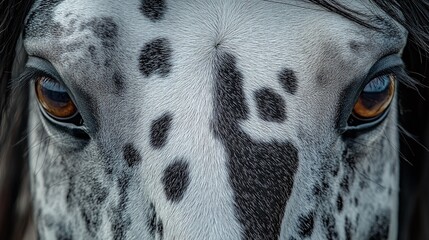 Naklejka premium white horse with black spots, portrait