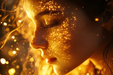 Goddess energy aesthetic with woman and golden light