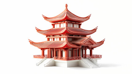 3d chinese temple on white background. Shadow Temple. Illustration