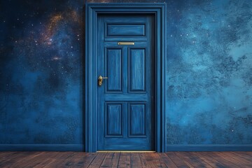 Door mural with celestial night sky
