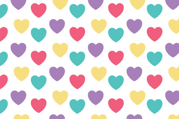 Pattern with multi-colored hearts. Vector illustration.