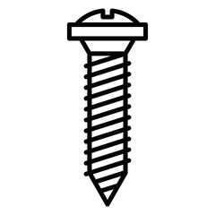 Screw in a minimalistic line art style. Editable stroke.
