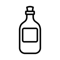 Outline icon of a bottle with a label. Editable stroke.