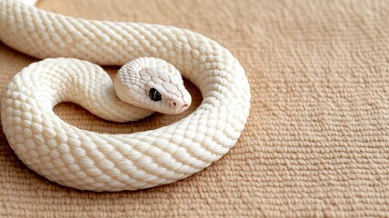 Fototapeta premium Albino snake curled up on textured surface