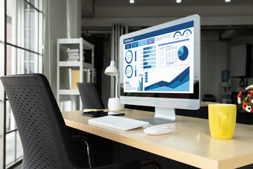 Business data dashboard provide business intelligence analytic for marketing strategy planning snugly with big data set to analyze customer demands and foreseeing business future