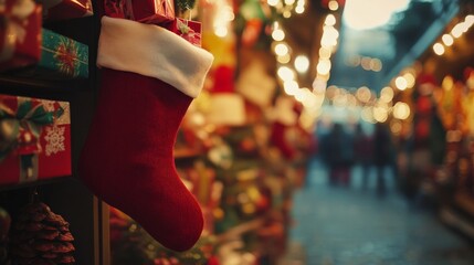 Christmas Stocking at a Festive Night Market